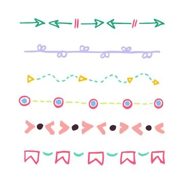 Hand drawn doodle lines set. Ink pen brushes, underline pencil strokes, drawing Stock Illustration