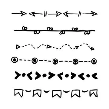 Hand drawn doodle lines set. Ink pen brushes, underline pencil strokes, drawing Stock Illustration