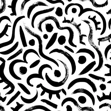 Hand drawn doodle lines vector seamless pattern. Stock Illustration