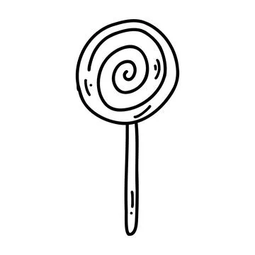 Hand drawn doodle lollipop. Vector sketch illustration, line art for web design Stock Illustration