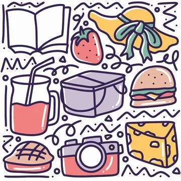 Hand drawn doodle lunch menu Stock Illustration