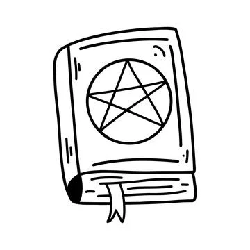 Hand drawn doodle magic book. Vector illustration of wizard spell book Stock Illustration