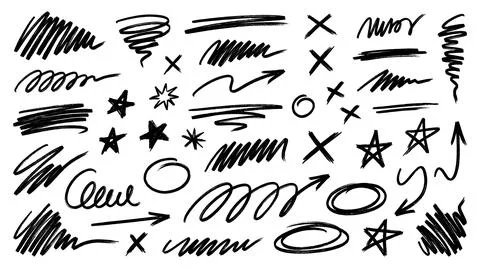 Hand Drawn Doodle Marks and Sketch Elements Collection Stock Illustration