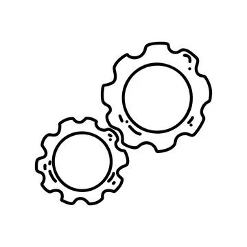 Hand drawn doodle of mechanical cogs. Concept of development, moving process Stock Illustration