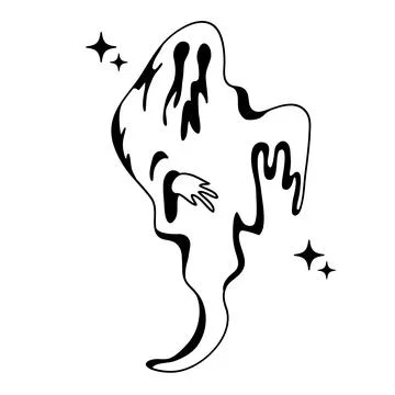 Hand Drawn Doodle Melting Ghost Line Art. Spooky Halloween Spirit Vector Il.. Stock Illustration