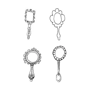 Hand drawn doodle mirror set.Perfect for invitation Stock Illustration