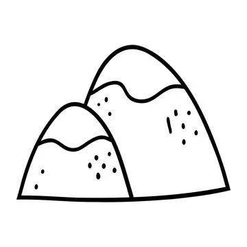 Hand drawn doodle mountains. Simple vector outline illustration for print, card Stock Illustration