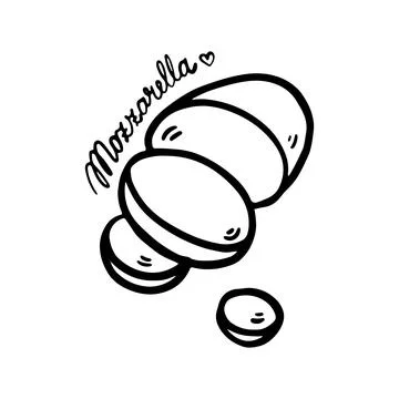 Hand-drawn doodle of mozzarella cheese. Stock Illustration