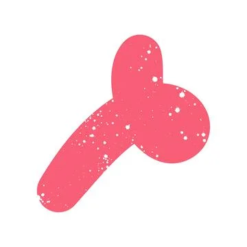 Hand drawn doodle naive abstract scribble pink graphic curved shape Stock Illustration