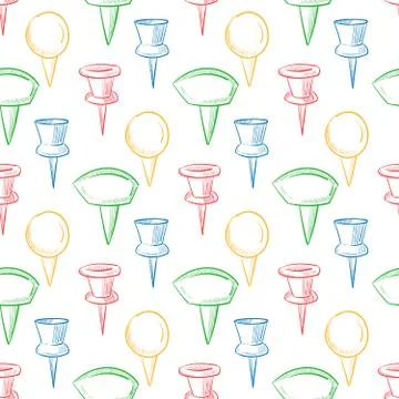 Hand drawn doodle navigation pins seamless pattern 스톡 일러스트