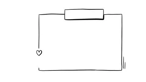 Hand drawn doodle note frame with heart and sticky tape minimal outline mes.. Stock Illustration