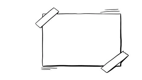 Hand drawn doodle note frame with sticky tape pieces minimal outline rectan.. Stock-Illustration