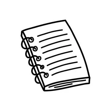 Hand drawn doodle of notebook icon for print, coloring page, kids design, logo Stock Illustration