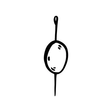 Hand-drawn doodle of an olive on a toothpick Stock Illustration