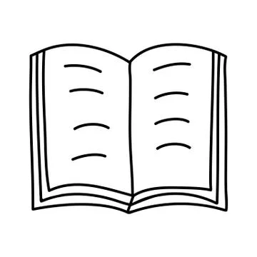 Hand drawn doodle open book icon. Single element isolated on white background Stock Illustration