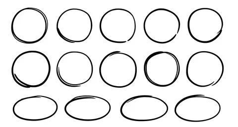 Hand drawn doodle oval set. Hand drawn marker, pen stroke line oval frame Stock-Illustration