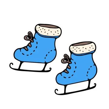 Hand-drawn doodle of a pair of ice skates, isolated Stock Illustration