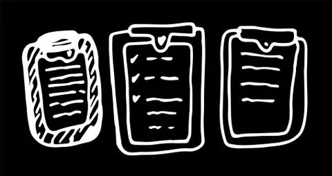 A hand-drawn Doodle on a paper tablet with a clip. a set of elements isolated on Stock Illustration