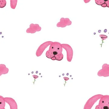 Hand drawn doodle pattern with animals for kids room Stock Illustration