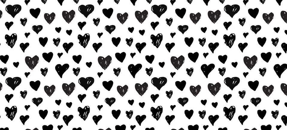 Hand-drawn doodle pattern with hearts . banner template Stock Illustration