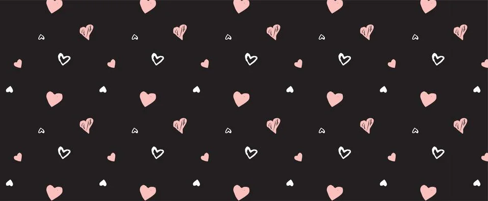 Hand-drawn doodle pattern with hearts . banner template Stock Illustration