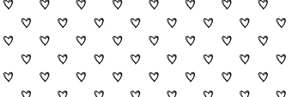 Hand-drawn doodle pattern with hearts . banner template Stock Illustration