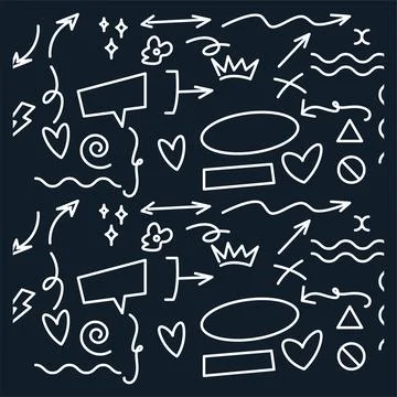Hand Drawn Doodle Pattern Seamless Vector Collection Stock Illustration