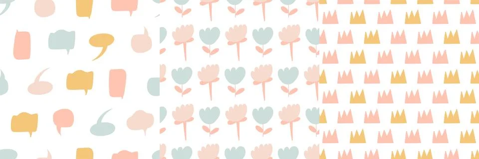 Hand drawn doodle pattern set. Stock Illustration