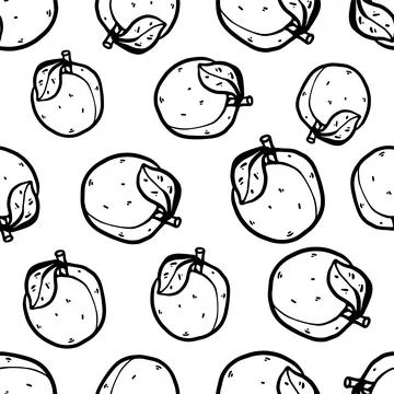 Hand drawn doodle peach vector seamless pattern. Stock Illustration