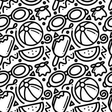 Hand drawn doodle playing summer on the beach Stock Illustration