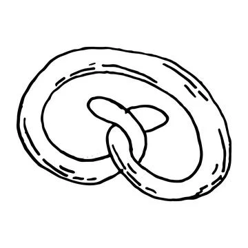 Hand drawn doodle pretzel isolated on white background. Stock Illustration