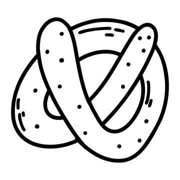 Hand drawn doodle pretzel. Vector illustration of sweet pastry, bun, bagel Stock Illustration