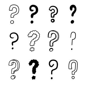 Hand drawn doodle question marks isolated on white background, expressive sketch Stock Illustration