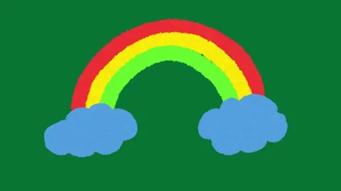 Hand-Drawn Doodle Rainbow Green Screen | Colorful Rainbow Animation Overlay Video stock 327294273