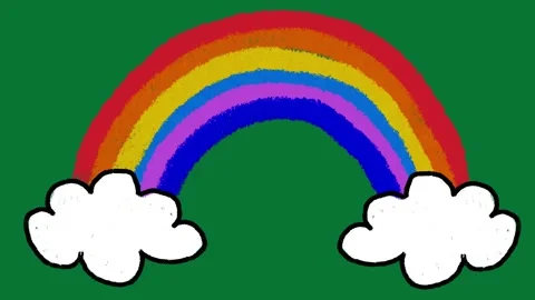 Hand-Drawn Doodle Rainbow Green Screen | Colorful Rainbow Animation Overlay Stock Footage 327294409
