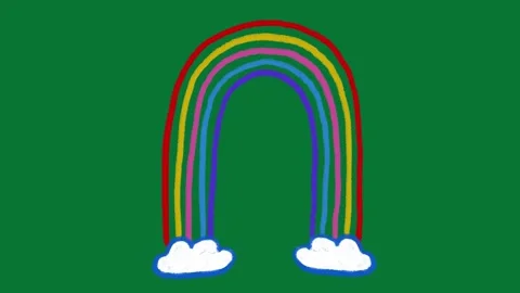 Hand-Drawn Doodle Rainbow Green Screen | Colorful Rainbow Animation Overlay Stock-Footage 327294428