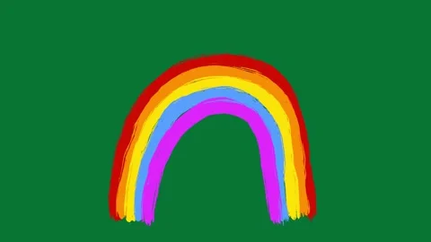Hand-Drawn Doodle Rainbow Green Screen | Colorful Rainbow Animation Overlay Stock Footage 327294441
