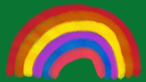 Hand-Drawn Doodle Rainbow Green Screen | Colorful Rainbow Animation Overlay Stock-Footage 327294483