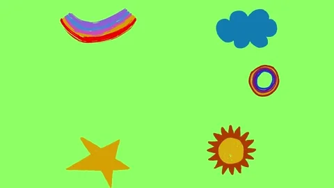 Hand-Drawn Doodle Rainbow, Sun, Cloud, Star 2D Animation Green Screen Set Stock Footage 327295060