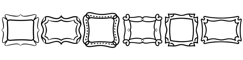 Hand drawn doodle rectangular frames for bullet journal page layouts. Ilustração Stock