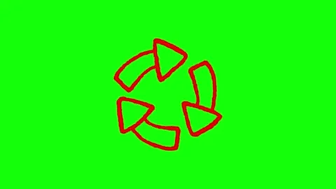 Hand drawn doodle red recycle symbol on green screen background loop animat.. Stock Footage 345547904