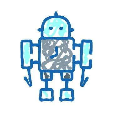 Hand drawn doodle robot toy artificial intelligence Stock Illustration
