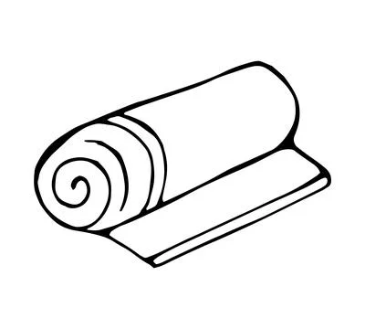 Hand Drawn Doodle Rolled Towel Outline Illustration, Spa Bath and Wellness .. Stock Illustration