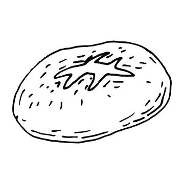 Hand drawn doodle round artisan bread isolated on white background. Stock Illustration