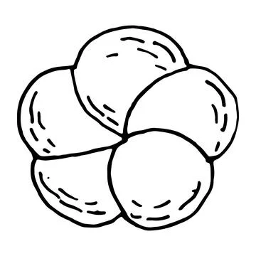 Hand drawn doodle round brioche isolated on white background. Stock Illustration