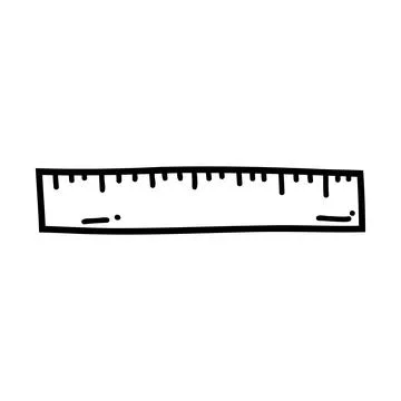 Hand drawn doodle ruler. Vector sketch illustration of black outline school Stock Illustration