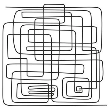 Hand drawn doodle scribble chaos path messy lines Illustrazione stock