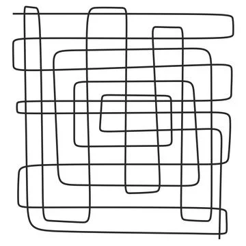 Hand drawn doodle scribble chaos path messy lines Stock Illustration