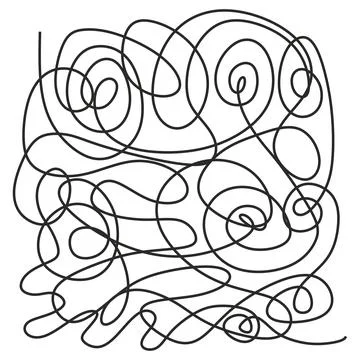 Hand drawn doodle scribble chaos path messy lines Illustrazione stock