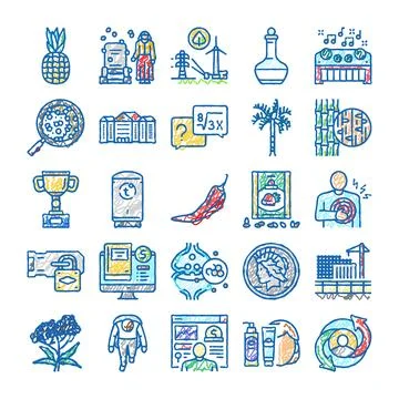 Hand drawn doodle scribble icons collection set Illustrazione stock